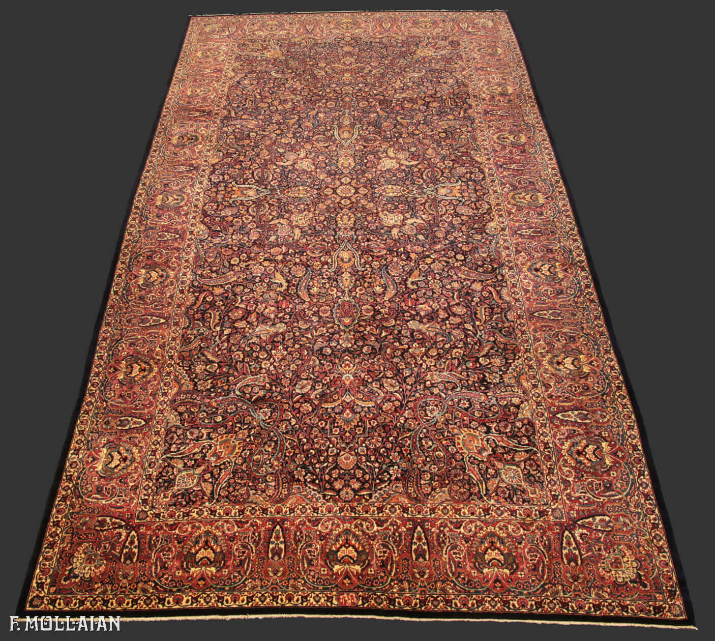 Tapis Persan Antique Mashad Amoghli n°:24222440